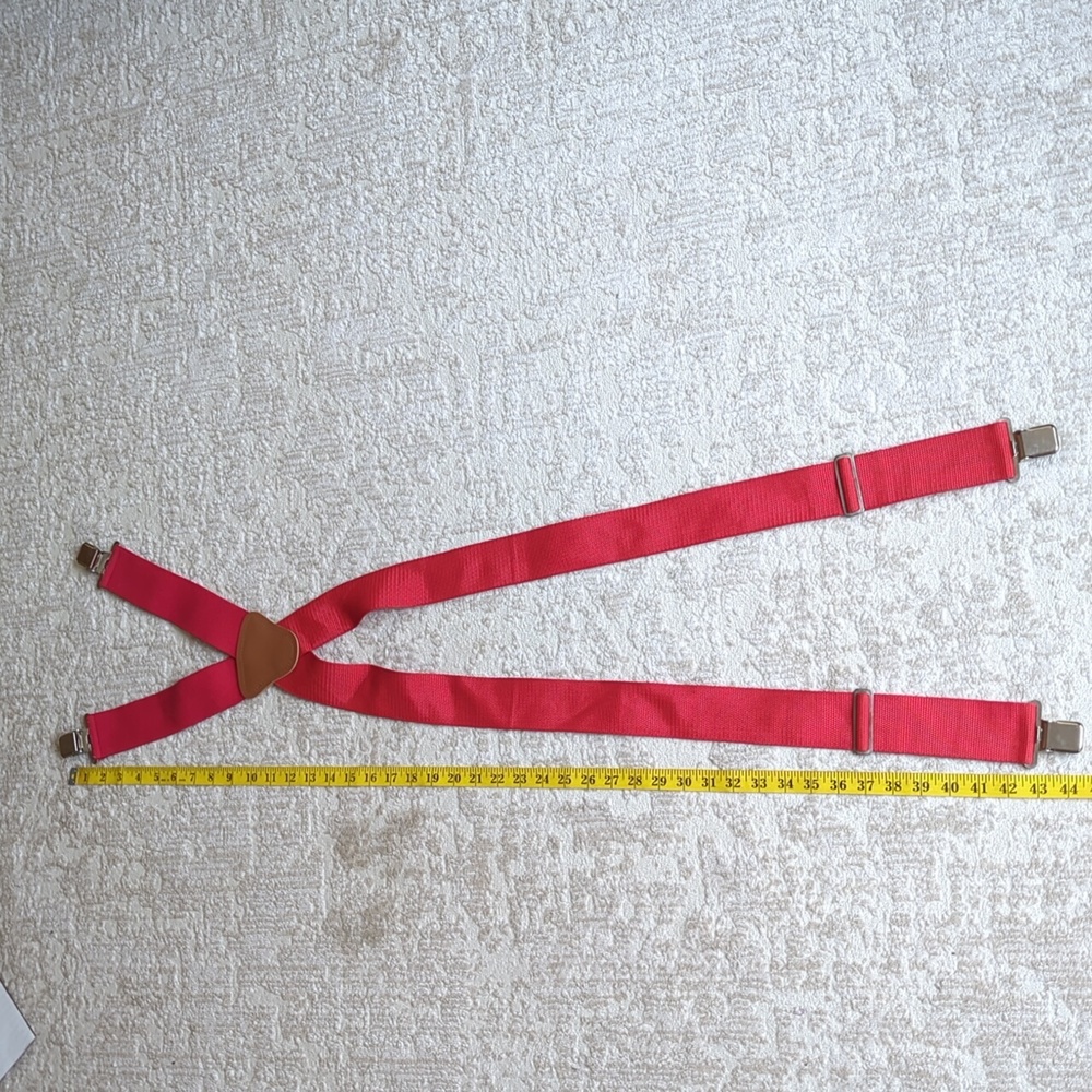 Utility Clip End Retro Suspender Galluses Red - Picture 10 of 12